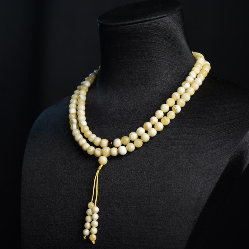 6.5mm天然白花蜜蜡108佛珠-红掌柜