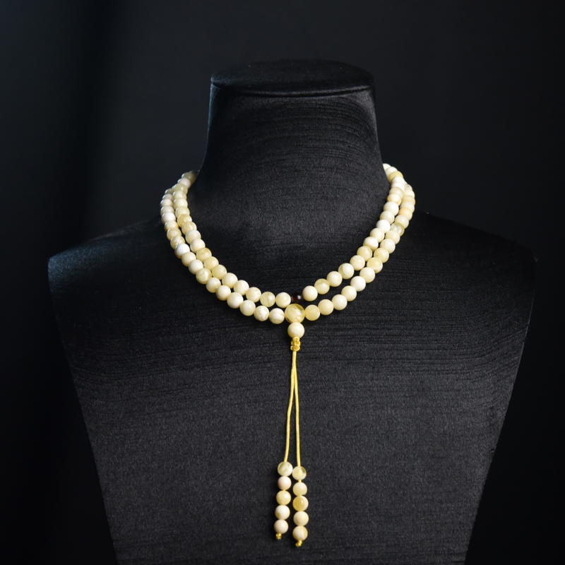 6mm白花蜜蜡108佛珠-红掌柜