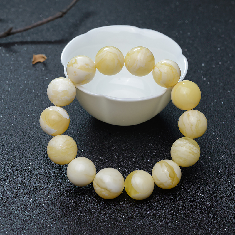 15.5mm白花蜜单圈手串-红掌柜