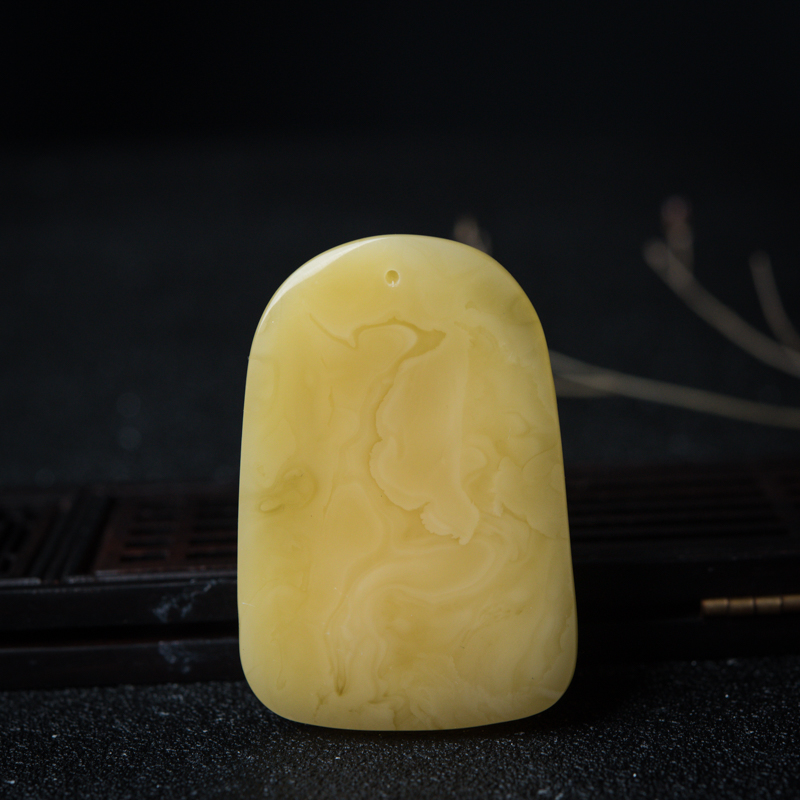 波罗的海鸡油黄蜜蜡貔貅吊坠-红掌柜