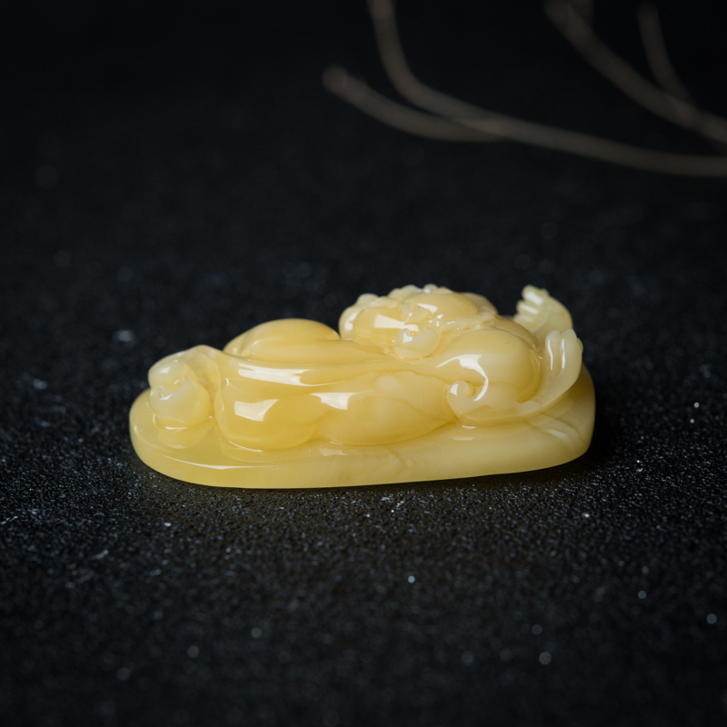 天然鸡油黄蜜蜡貔貅吊坠-红掌柜