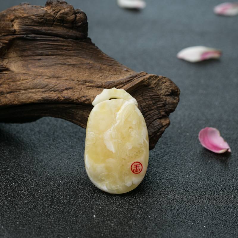 白花蜜蜡祝福吊坠-红掌柜