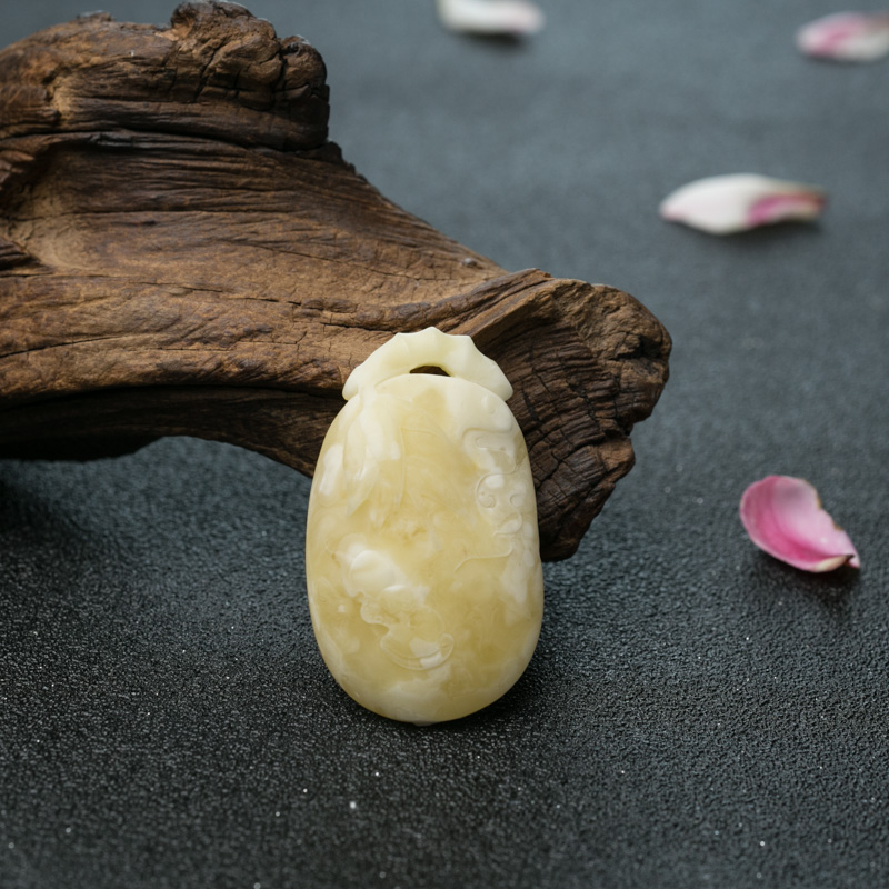 波罗的海白花蜜蜡祝福吊坠-红掌柜