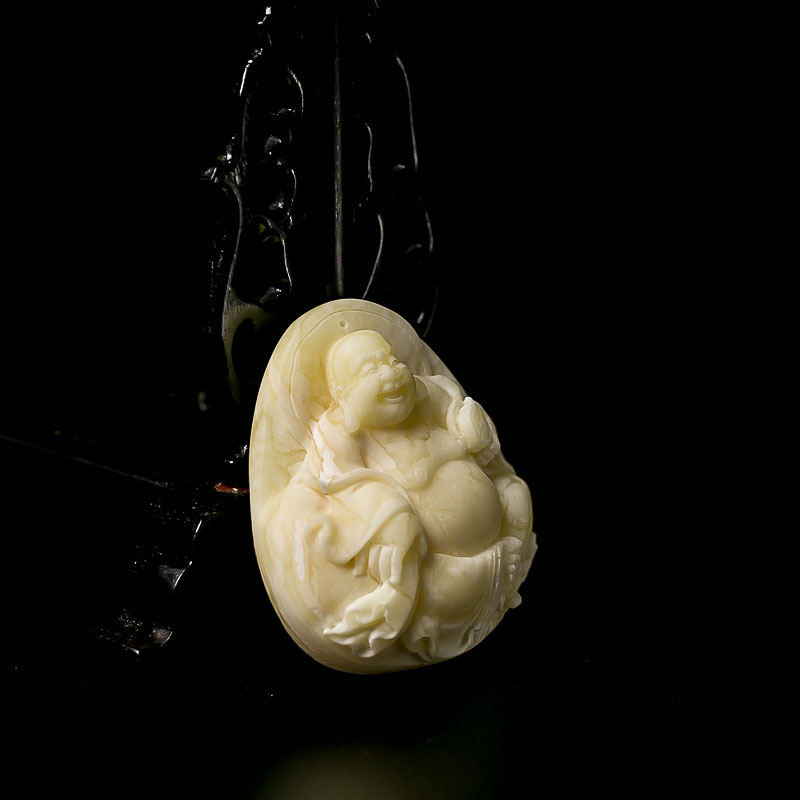 天然白蜜弥勒佛吊坠-红掌柜