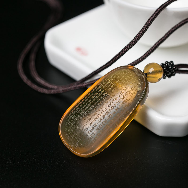 蓝珀心经吊坠-红掌柜