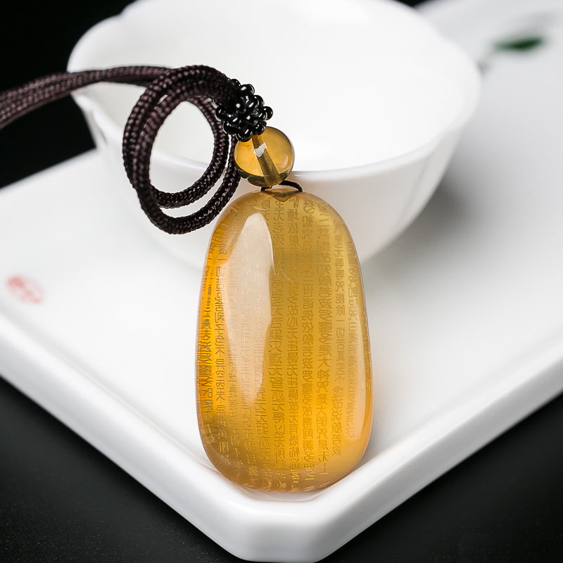 波罗的海蓝珀心经吊坠-红掌柜