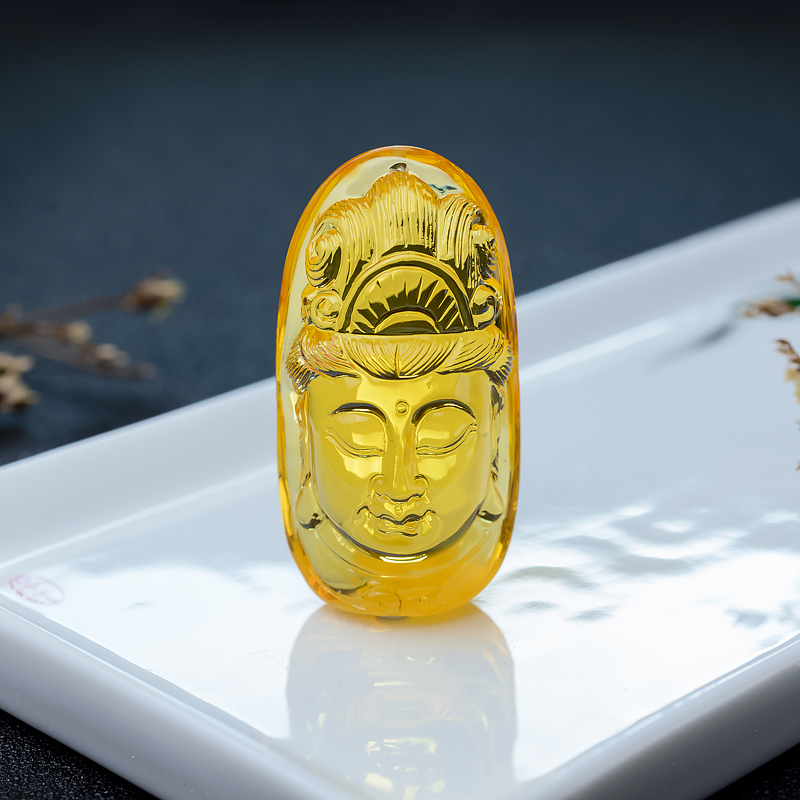 波罗的海天然金珀观音吊坠-红掌柜