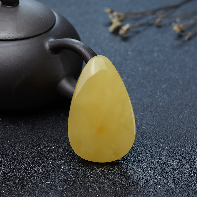 波罗的海天然鸡油黄蜜蜡随形吊坠-红掌柜