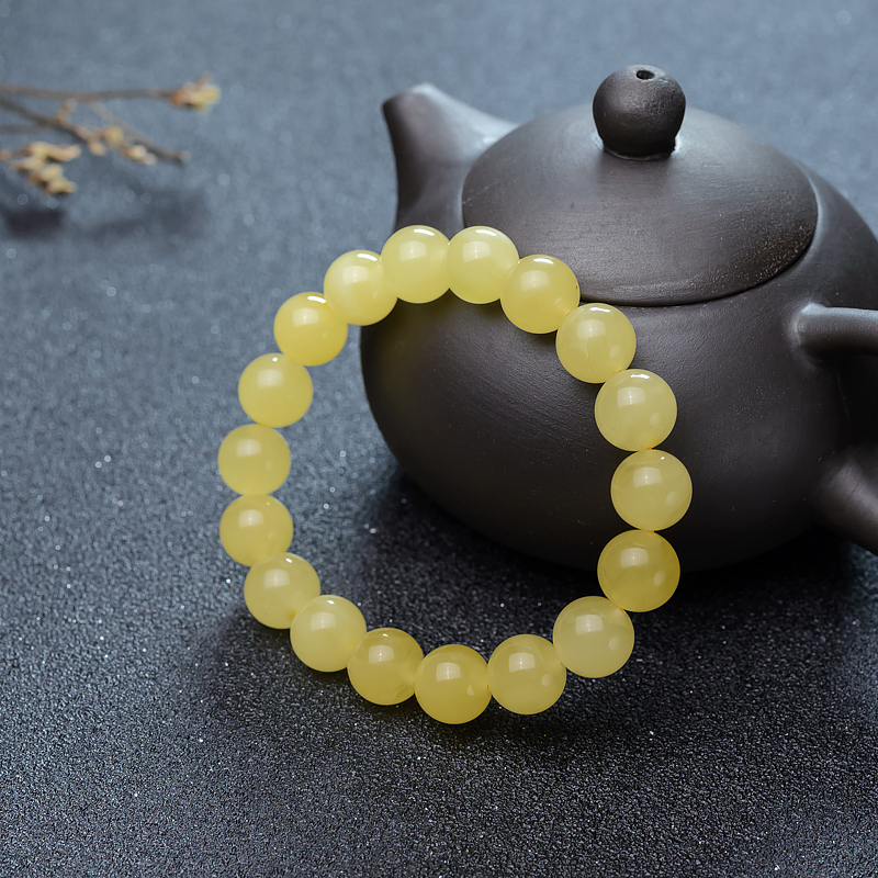 波罗的海天然鸡油黄蜜蜡单圈手串-红掌柜