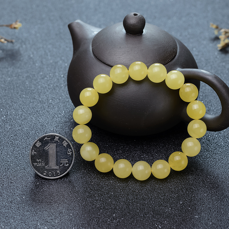 天然鸡油黄蜜蜡手串-红掌柜