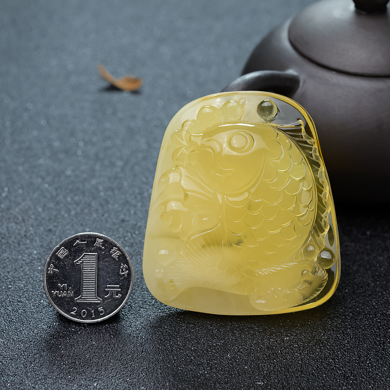 蜜蜡年年有余挂坠-红掌柜