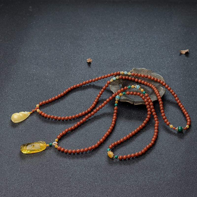 天然蜜蜡如意/葫芦多圈手串-红掌柜