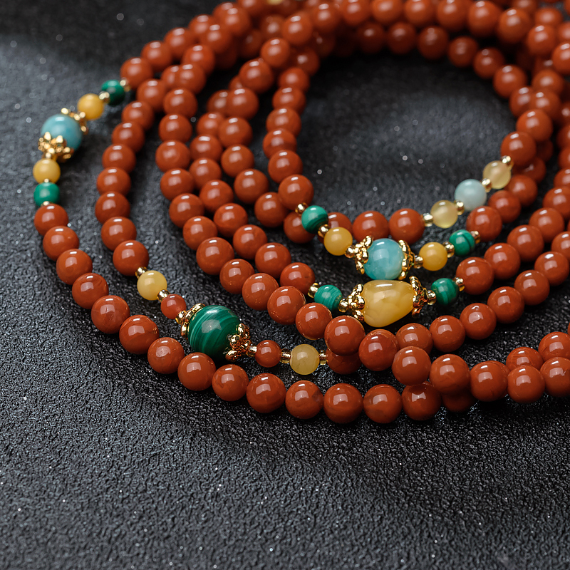 蜜蜡如意/葫芦多圈手串-红掌柜