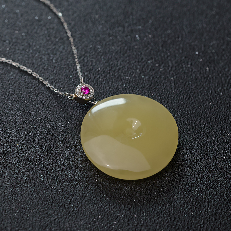 天然蜜蜡平安扣项链-红掌柜