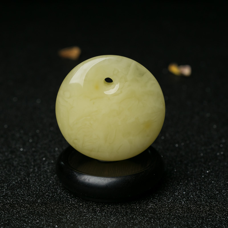 波罗的海天然柠檬黄蜜蜡平安扣吊坠-红掌柜