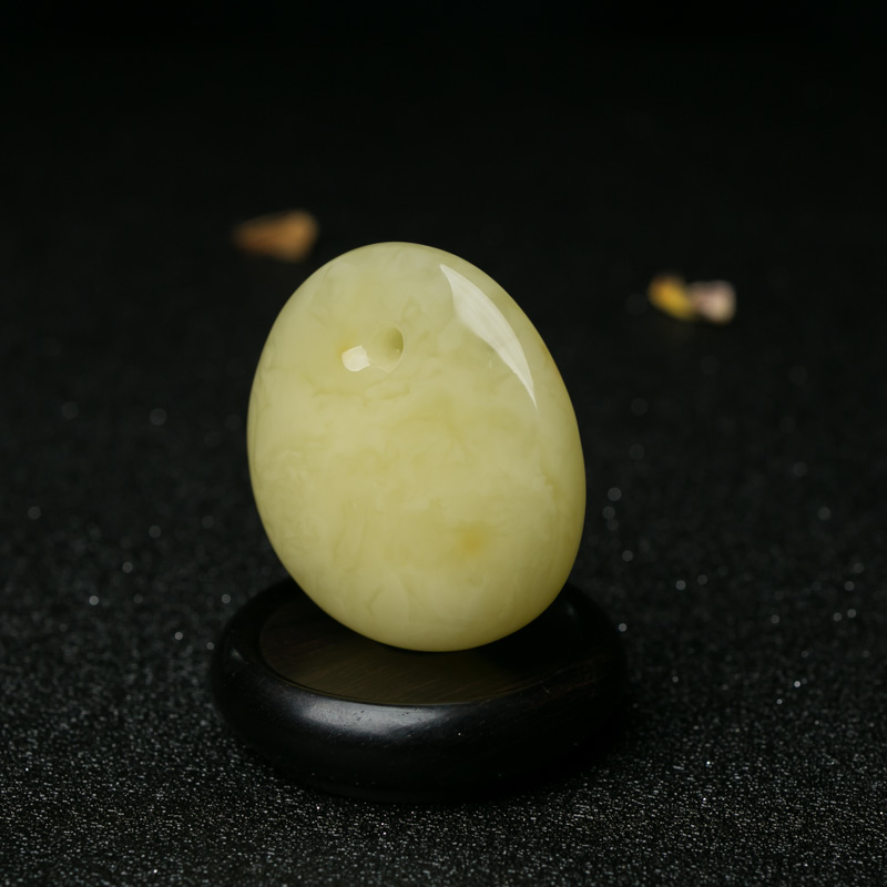 天然柠檬黄蜜蜡平安扣吊坠-红掌柜