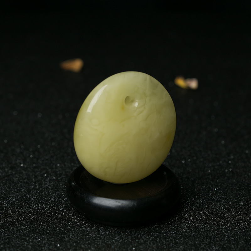 波罗的海柠檬黄蜜蜡平安扣吊坠-红掌柜