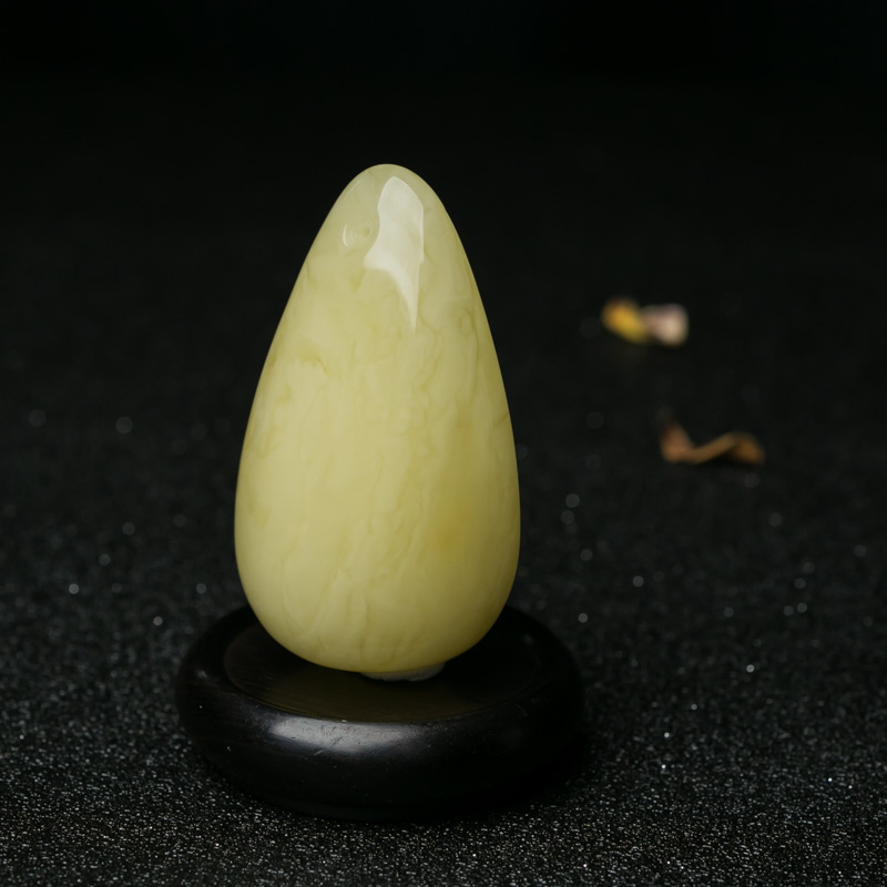 天然柠檬黄蜜蜡水滴吊坠-红掌柜