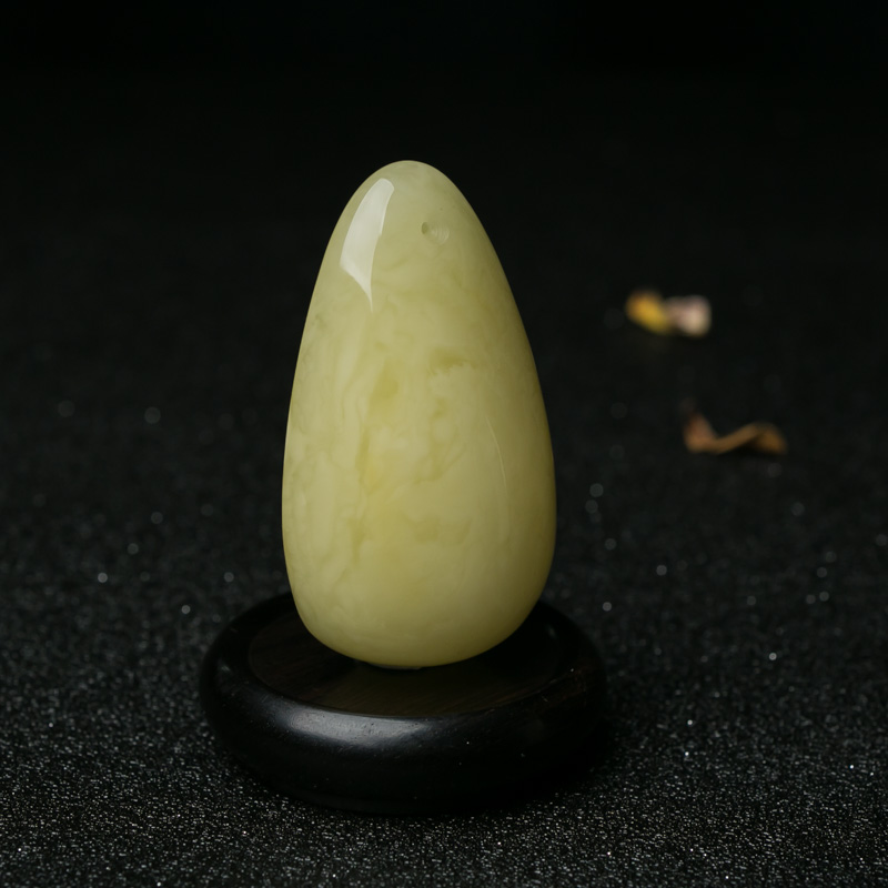 波罗的海柠檬黄蜜蜡水滴吊坠-红掌柜