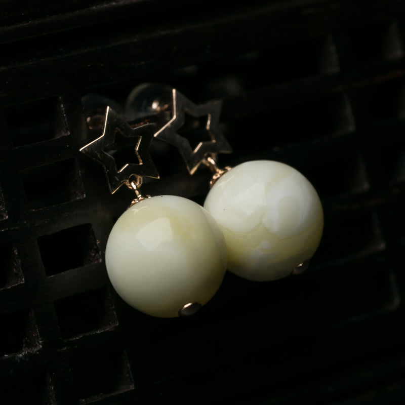 18K白蜜耳坠-红掌柜