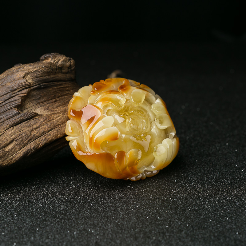 天然蜜蜡牡丹花吊坠-红掌柜