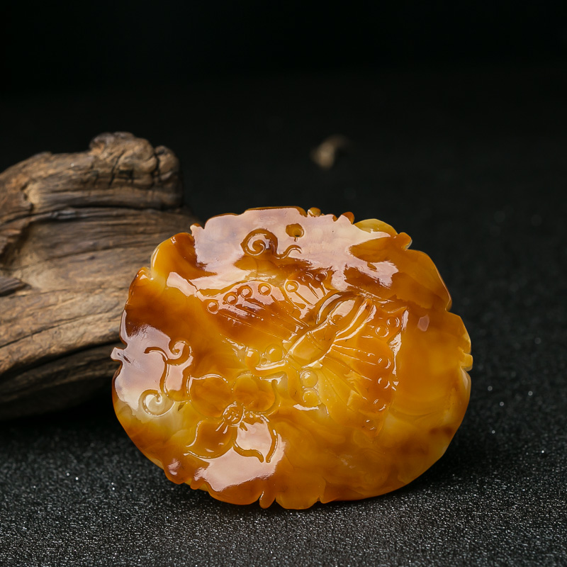 波罗的海蜜蜡牡丹花吊坠-红掌柜