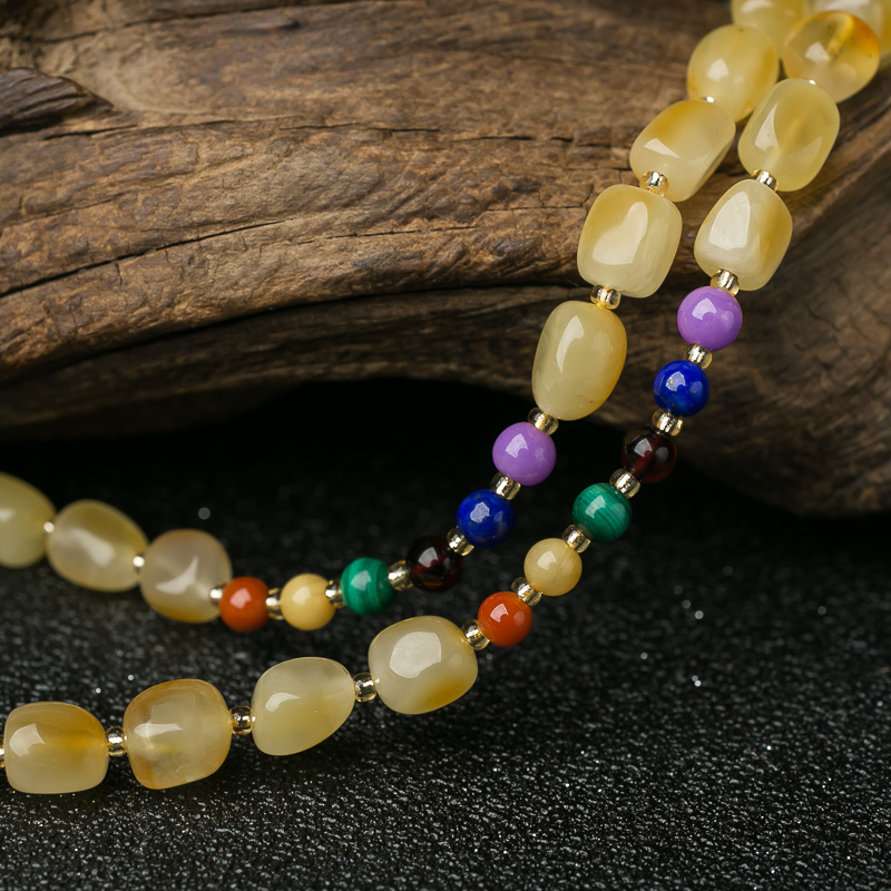 天然蜜蜡牡丹花项链-红掌柜