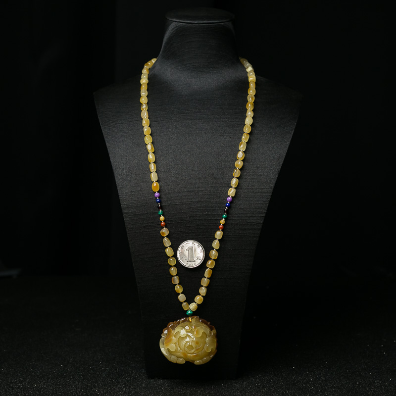 波罗的海蜜蜡牡丹花项链-红掌柜