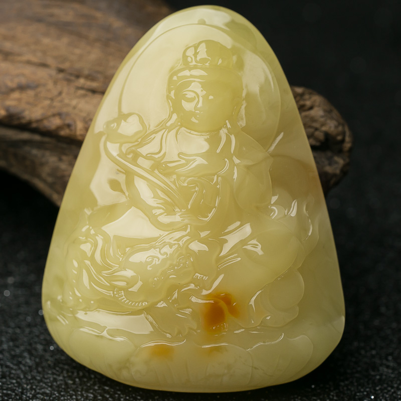 天然蜜蜡文殊菩萨吊坠-红掌柜