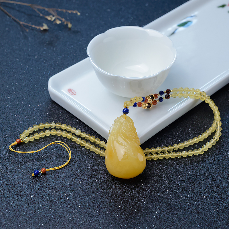 蜜蜡钱袋项链-红掌柜