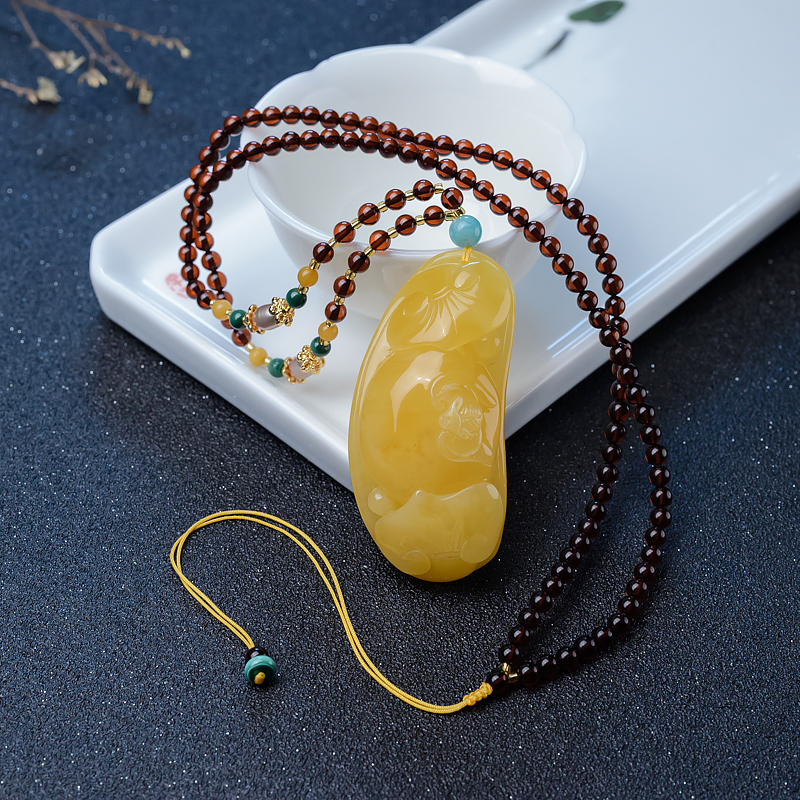 蜜蜡幸福如意项链-红掌柜