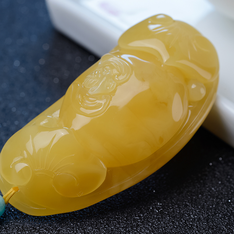 天然鸡油黄蜜蜡幸福如意项链-红掌柜