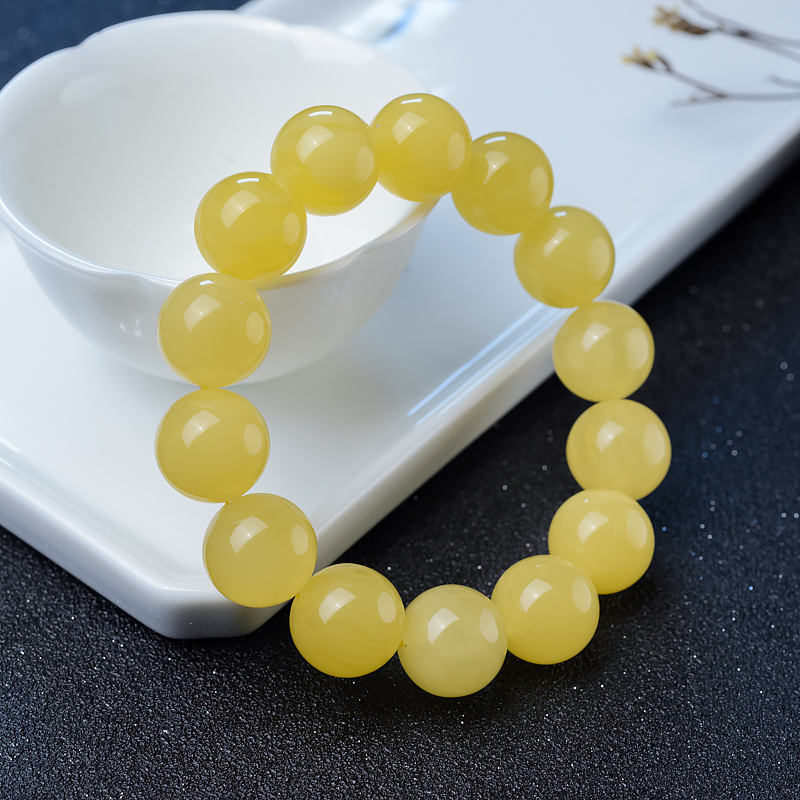 15.5mm鸡油黄蜜蜡单圈手串-红掌柜