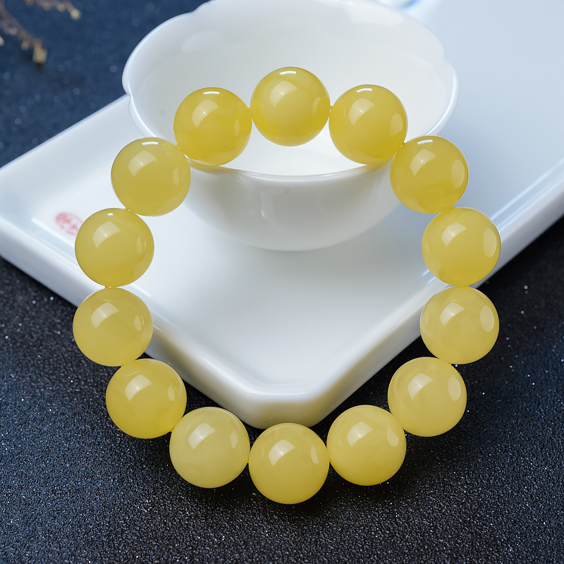 15.5mm天然波罗的海鸡油黄蜜蜡手串-红掌柜