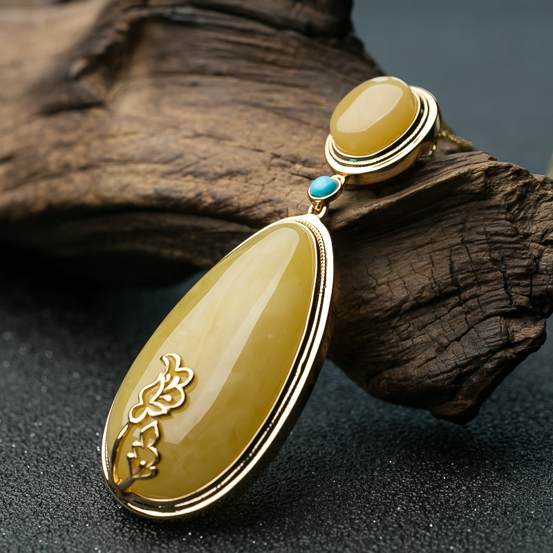 鸡油黄蜜蜡吊坠-红掌柜