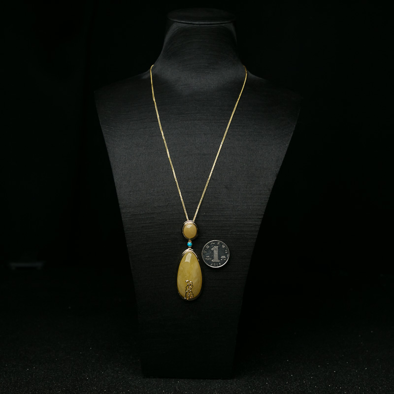 银镶鸡油黄蜜蜡挂坠-红掌柜