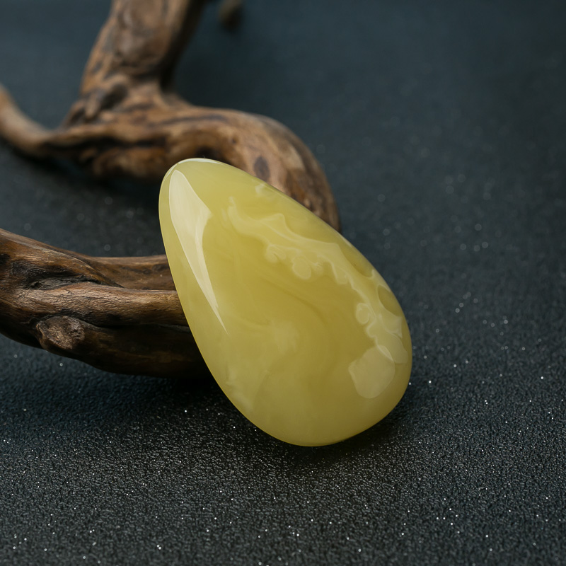 天然鸡油黄蜜蜡水滴吊坠-红掌柜