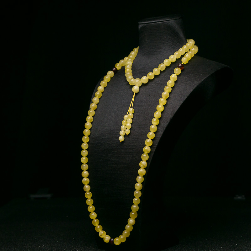 鸡油黄蜜蜡108佛珠-红掌柜