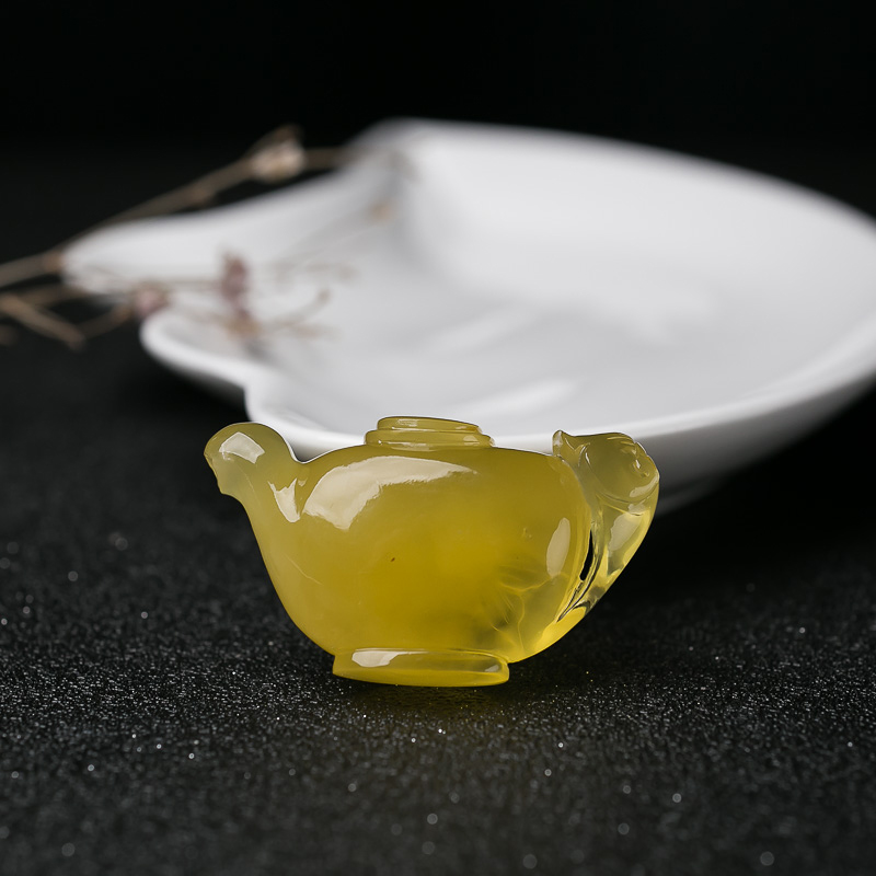 波罗的海天然蜜蜡茶壶摆件-红掌柜