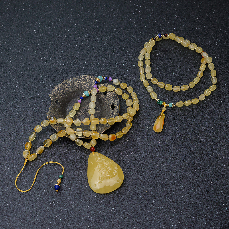 蜜蜡鱼牌项链-红掌柜