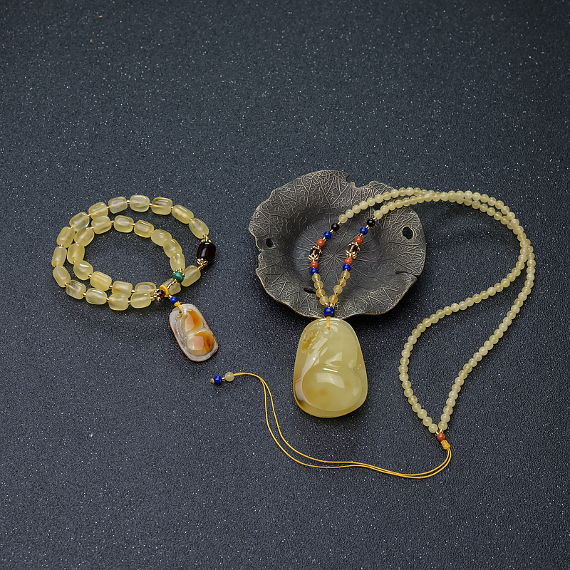 蜜蜡葫芦套装-红掌柜