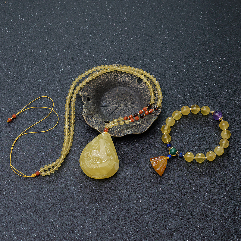 蜜蜡套装-红掌柜