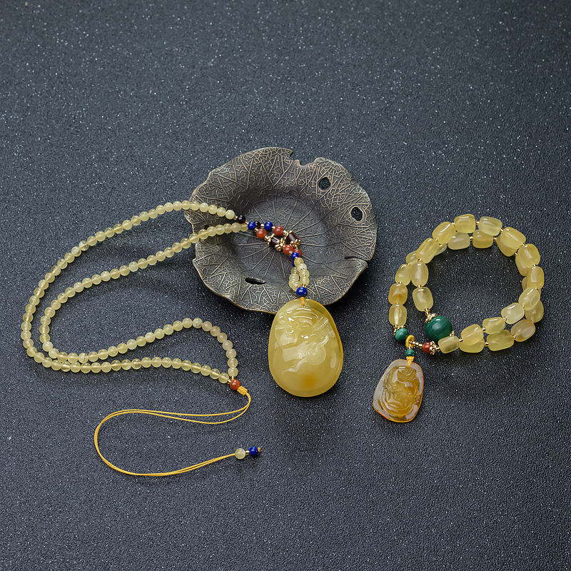 蜜蜡钱袋项链-红掌柜