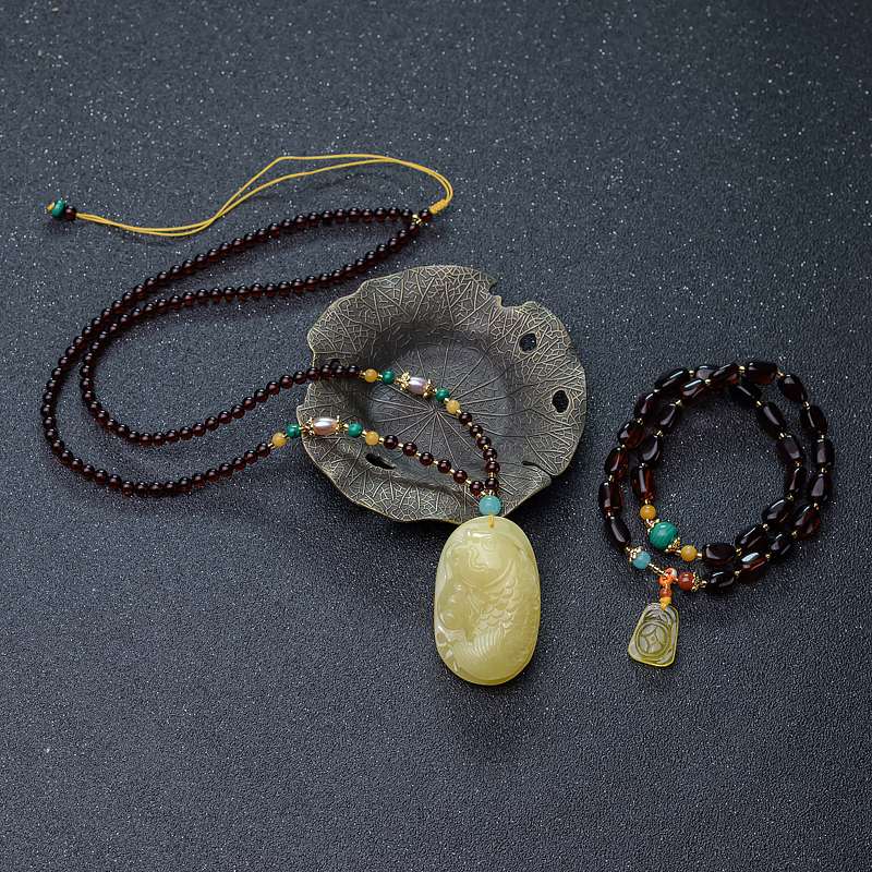 蜜蜡鱼牌项链-红掌柜