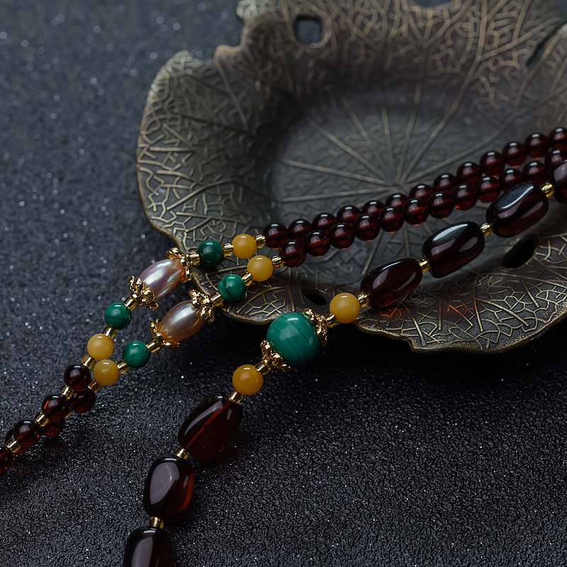 天然蜜蜡多圈手串-红掌柜