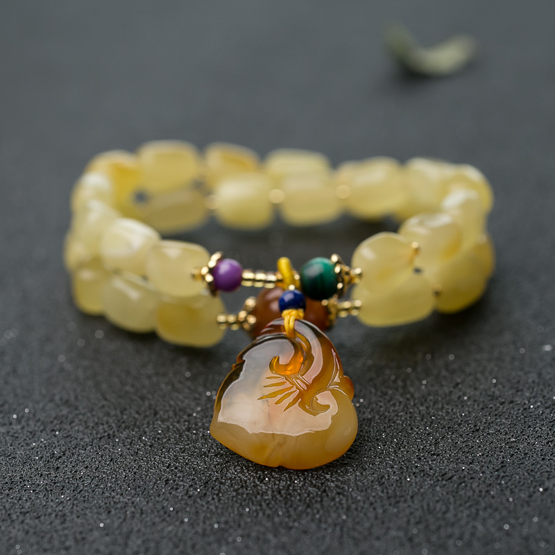 蜜蜡鱼牌项链/多圈手串套装-红掌柜