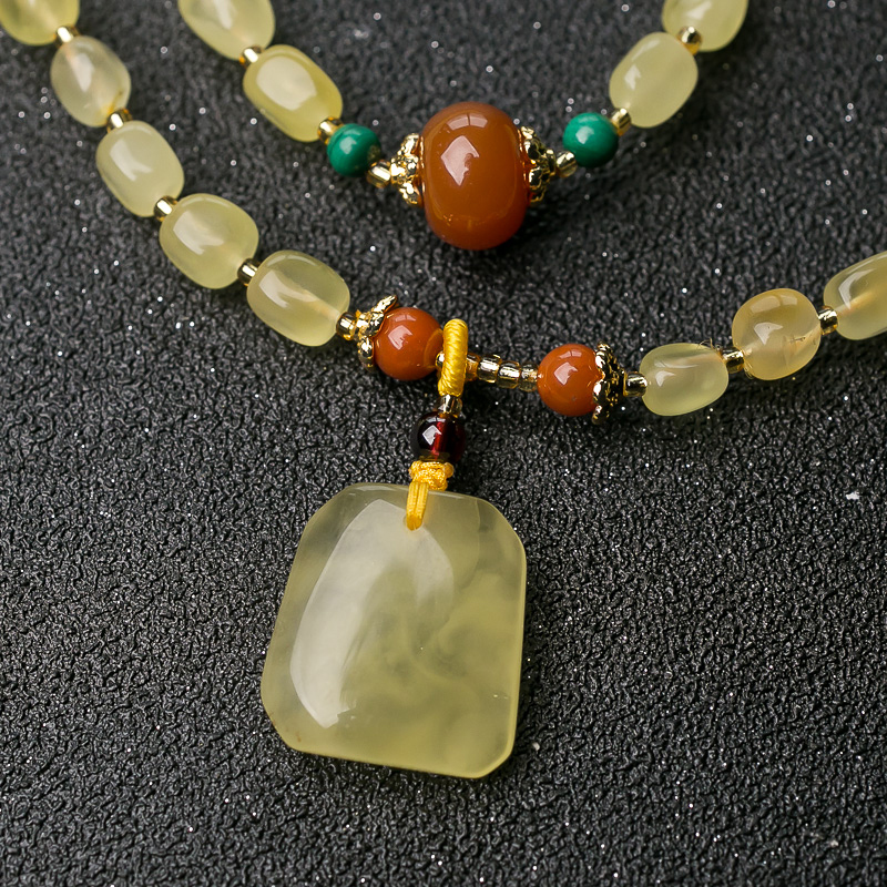 蜜蜡鸳鸯项链/多圈手串套装-红掌柜