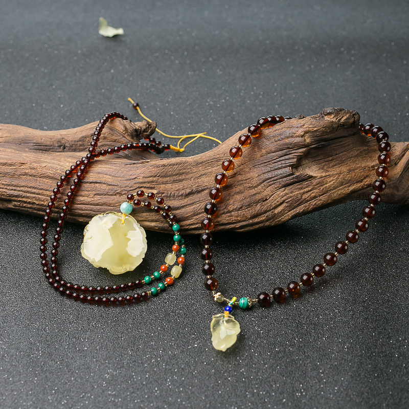 浅黄蜜蜡牡丹花套装-红掌柜