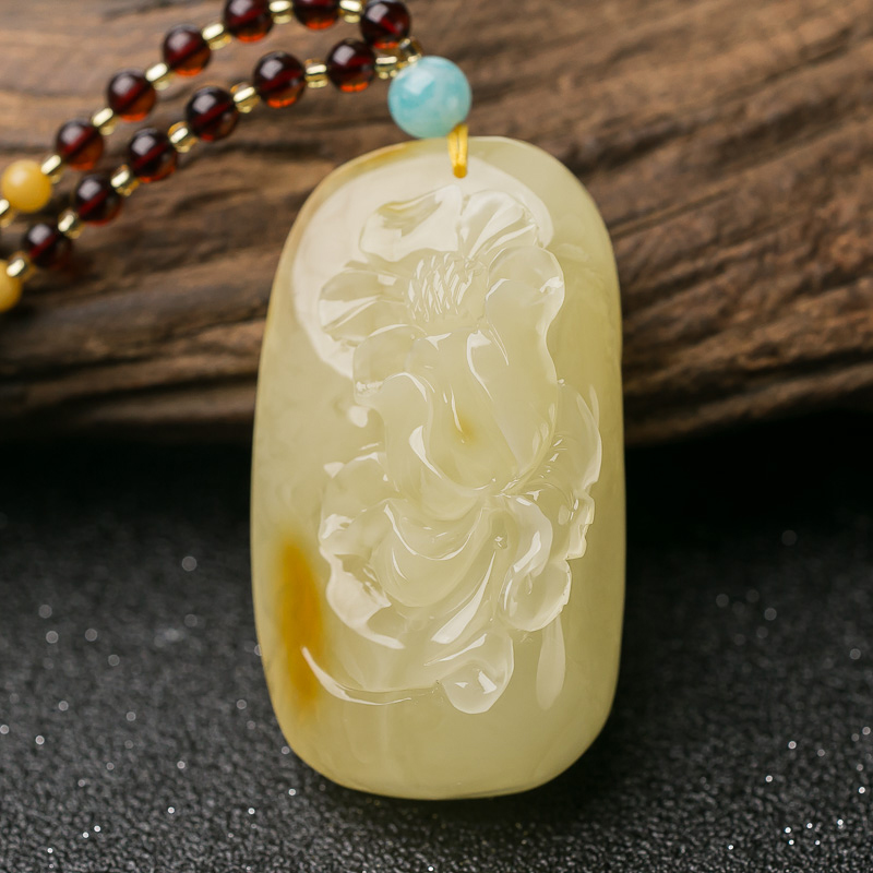 天然带皮蜜蜡花牌套装-红掌柜