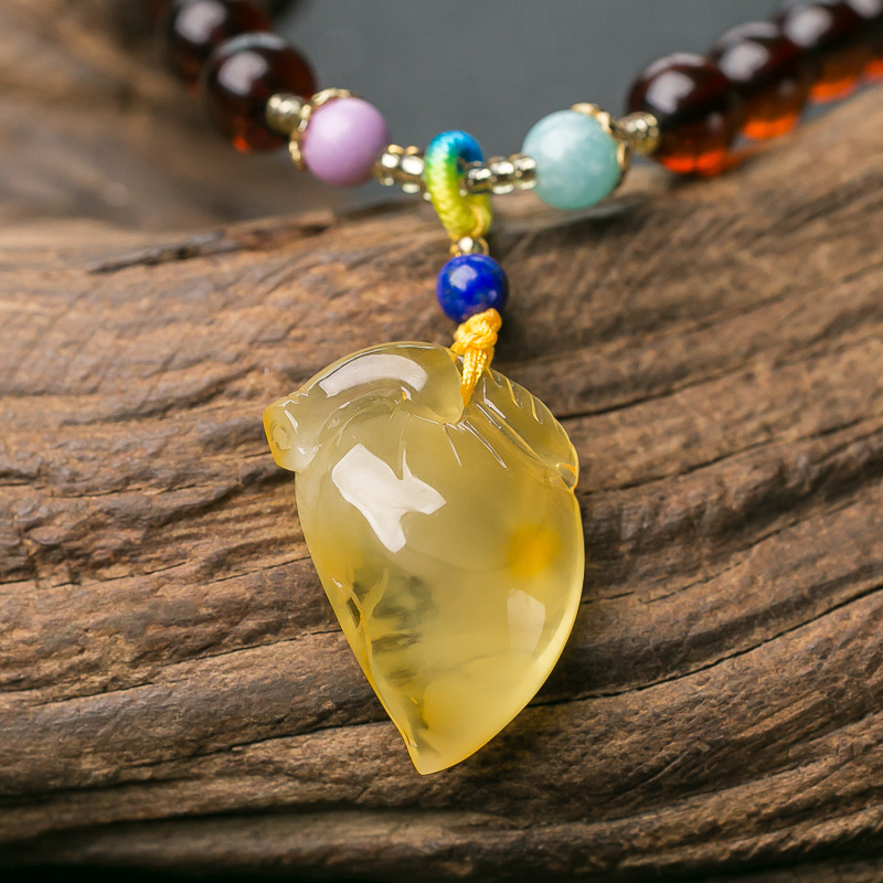 蜜蜡花牌吊坠/多圈手串套装-红掌柜